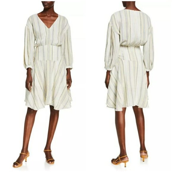ATM Anthony Thomas Melillo Dresses & Skirts - 💕ATM💕 Asymmetric Striped Linen Viscose Blend Dress ~ Ivory Multi-Color Print 6